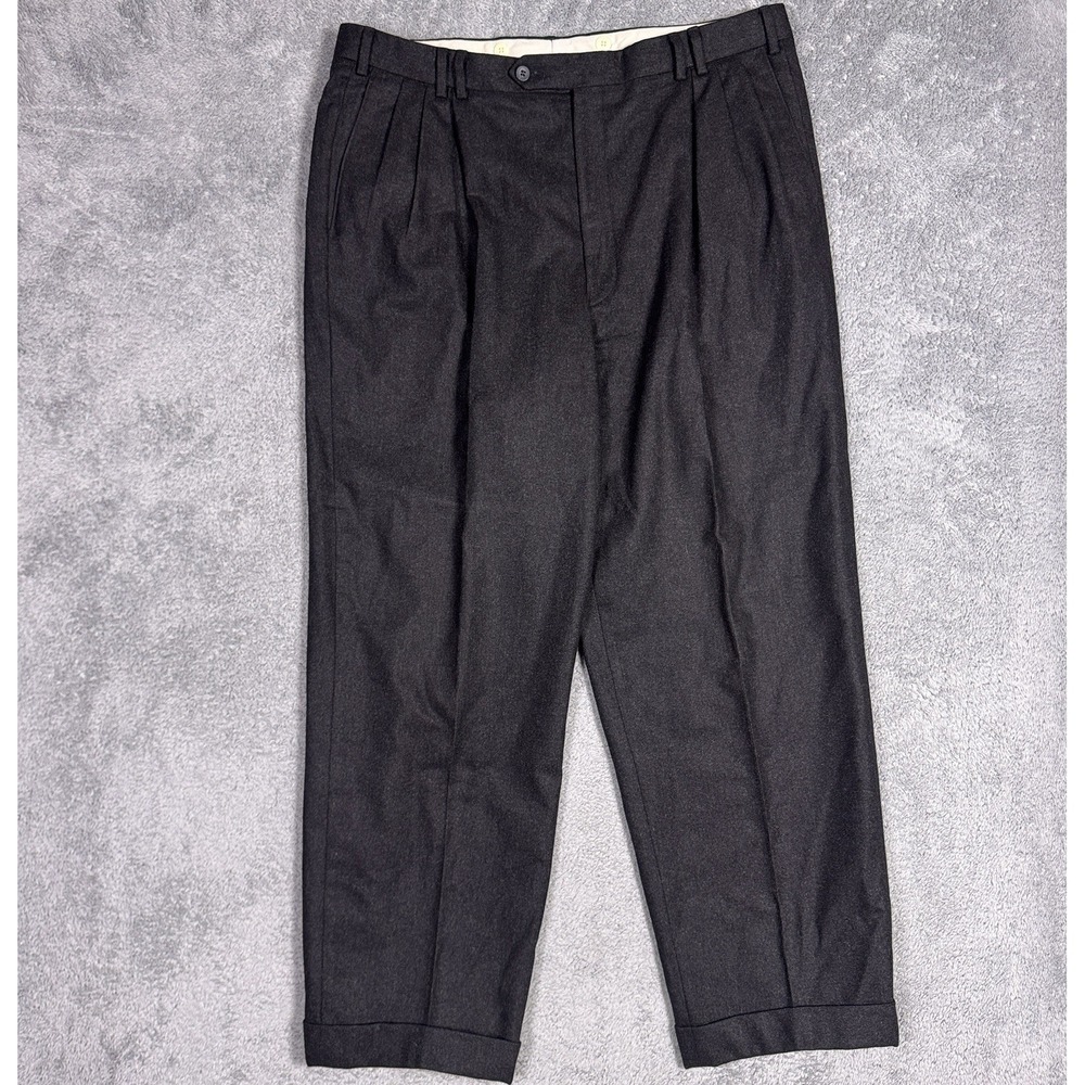 Samuelsohn Pants Mens 38R Pleated Cuffed Dress Trouser 100% Wool Flannel